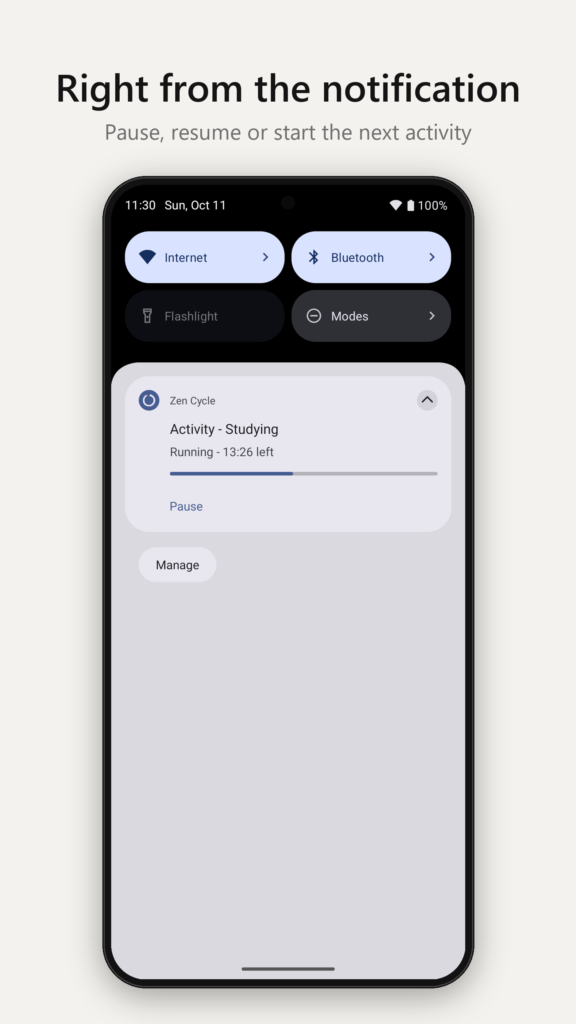 Android notification with a pause button